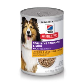 Hill's Science Diet Wet Dog Food, Adult, Sensitive Stomach & Skin, Chicken & Vegetable Entrée, 12.8 Ounce (Pack of 12)