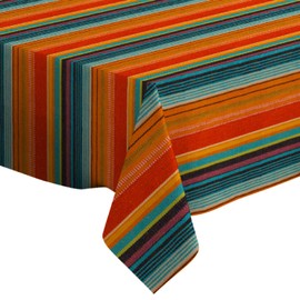 Q-Beans Rectangle Oblong Decorative Tablecloth [Size: 60 x 90 inch], Washable and Reusable Table Cloth Cover for Indoor and Outdoor (Mexican)