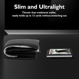 Minimalist Wallet for Men, ARW Metal Money Clip Wallet, RFID Blocking Aluminum Slim Cash Credit Card Holder (Forged Ember)