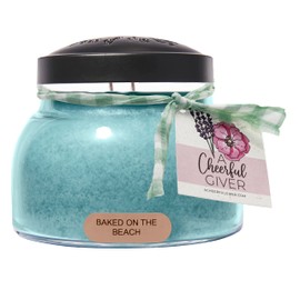 A Cheerful Giver - Baked On The Beach - 22oz Mama Scented Candle Jar with Lid - Keepers of The Light - 125 Hours of Burn Time, Gift Candle, Blue