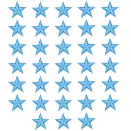 MSCFTFB 33 piezas de colores surtidos pequeños 5 estrellas parches para planchar coser parches bordados apliques adornos para ropa chaquetas mochilas reparadoras decoraciones (azul cielo)