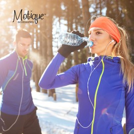 Motique Accessories Wide Neon Headwrap Fabric for Fashion and Exercise (Neon Orange)