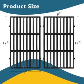 17.5‘' 7637 Cast Iron Cooking Grid Grate for Weber Spirit I & Spirit II 200 E210 E215 E220 S210 S215 44010001 46110001 64815 67022 Series Gas Grills,with Front-Mounted Control Panels, 2-Pack