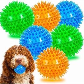 Paquete de 6 bolas chirriantes para perros que limpian los dientes y promueven la salud dental y de las encías para tu mascota, juguetes de bola chirr