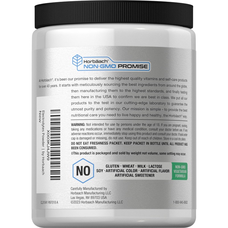 Horbäach Electrolytes Powder | 16 oz | 130 Servings |