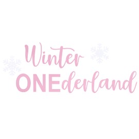 Winter Onederland Backdrop Sticker - Christmas 1st Birthday Snowflake Background Decal, Winter Snowflake Themed First Birthday Party Decorations, Girl's One Birthday Pink White Party Photo Props