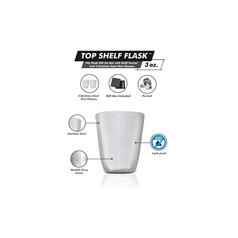 Hip Flask Gift Set Box with Refill Funnel and 2