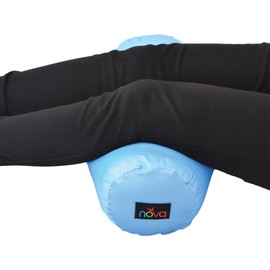 NOVA Round Roll Pillow for Neck, Back & Under Leg, Travel Cervical Bolster Pillow, Sky Blue Satin Cover is Removable & Washable