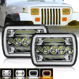 Unbranded Pair 5X7" 7x6" LED Headlight For1986-1995 Jeep Wrangler YJ 1984-2001 Cherokee XJ