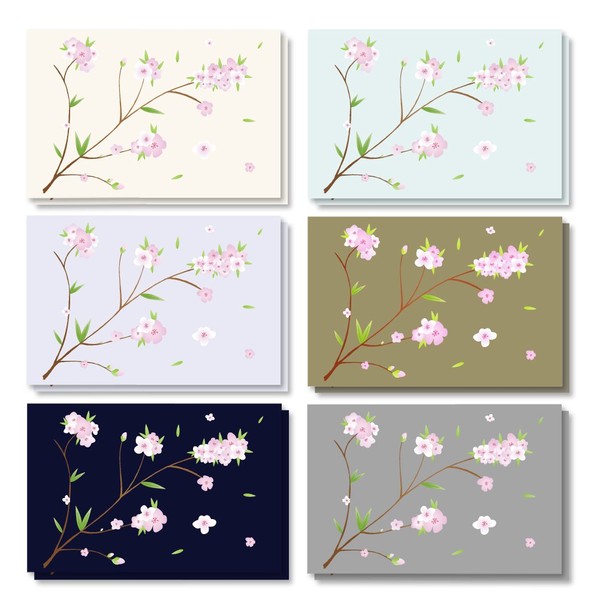 120 Pack Cherry Blossom Note Cards with Envelopes, Blank Inside for All Occasion, Thank You Letters, Bulk Box Set (6 Spring Designs, 4x6)