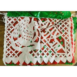MesaChic 3X Mexican papel picado Plastic banner- LARGE  Tricolor Red White And Green