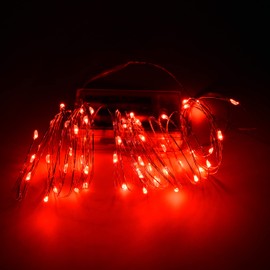 Uhugu Christmas Lights Battery Operated, 16Ft Christmas Lights Battery Operated with 8 Flashing Modes and 8 Hours On 16 Hours Off Timer(Red,1 Pack)