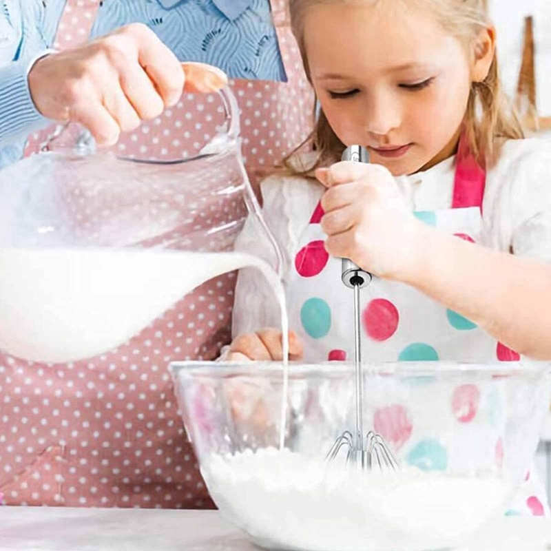 Semi-Automatic Egg Whisk Beater - Stainless Steel Wire Whisk Hand