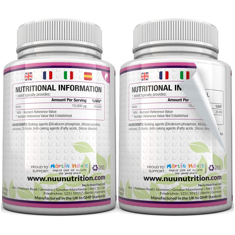 Biotin Hair Growth Supplement - 365 Vegan Tablets (Full Year