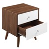 Modway MOD-7017-WAL-WHI Transmit 2-Drawer Nightstand, Walnut White