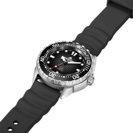 NORTH EDGE Solar Powered Dive Watch Women Men’s Watch, 1000FT/300M Water Resistance, Luminous Dial, Silicone Strap Black 45.8mm