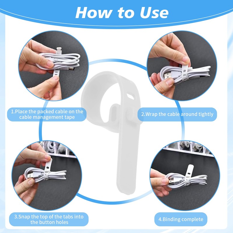 2 Packs Clear Cable Organizer Boxes with 20 PCS Cable