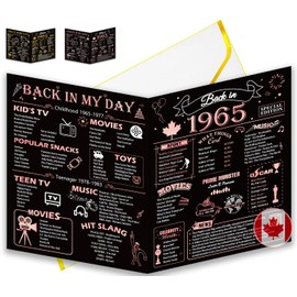 60th Birthday Card, Jumbo 60th Anniversary Card, CANADA 25x20cm Back in 1965, Rose Gold Happy 60th Birthday Card for Woman, Mother, Grandmother, Aunt, Sister, Funny 60 Birthday Gifts for Wife, Her