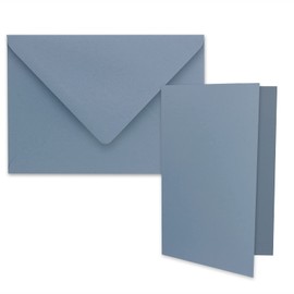 FarbenFroh DIN B6 Folding Card Set with Envelopes in Grey Blue 120 x 170 mm Ideal for Invitation Cards, Wedding, Christening, Communion, Confirmation, Pack of 25