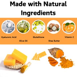 Kojic Acid and Turmeric Soap for Face&Body 1 PC, Kojic Acid Soap, Tumeric Soap, Acne, Dark Spots, Hyperpigmentation, Smooth Skin, Gentle Face Soap&Body Soap with Kojic Acid, with A Foaming Net