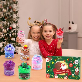 Slime Advent Calendar 2025, Christmas Countdown Calendars 24 Days of Surprises with Different Texture Slime and Toys Kit Funny Gifts for Toddler Kids Teens Girls Boys 4 5 6 7 8 9 10 11 12 Year Old