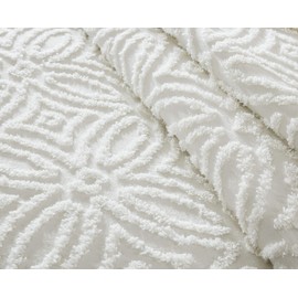 Beatrice Home Fashions Wedding Ring Chenille Bedspread, Queen, Ivory