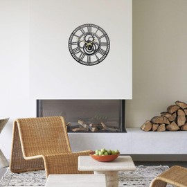 Ecqizer Steampunk Gear Clock with Matte Paint, Metal Industrial Wall Clock 13.5x13.5 Inch, Unique Wall Clocks for Living Room Decor, Steam Punk Decor for Home