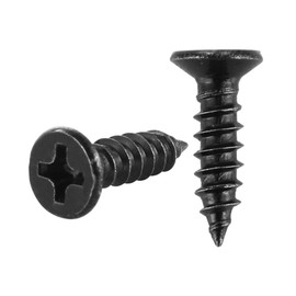 JQK #8 x 1/2" Black Screw, Flat Head Phillips Wood Screw 18-8 S/S Electroplating Black Stainless Steel, 8 x 1/2-Inch, 100-Piece, SB4213-P100