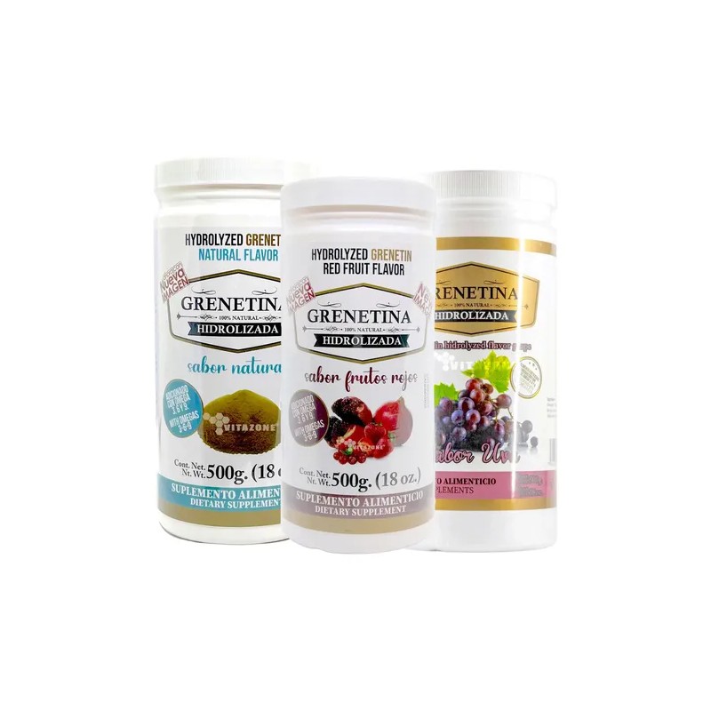 Grenetina Hidrolizada Pretty Bee Sabor Natural Frutos Uva Polvo Pack