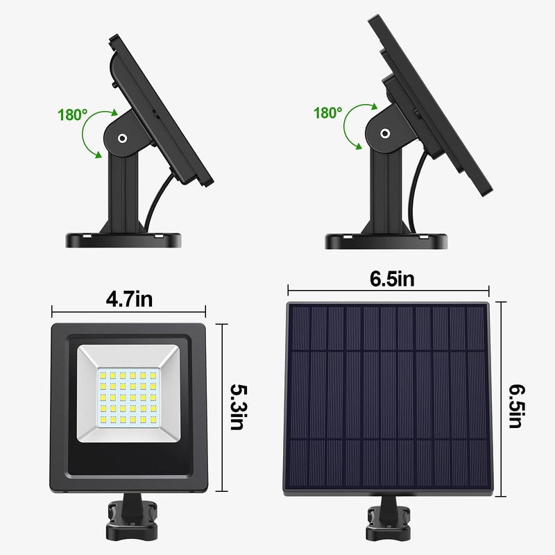 intelamp Solar Lights Outdoor, 4400mAh Solar Powered Flood Lights, Security