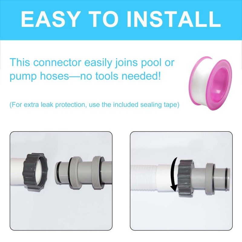 hicoosee Pack of 2 Pool Hose Connectors 38 mm with