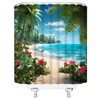 WANVYON Beach Shower Curtain Tropical Ocean Palm Tree Floral Summer