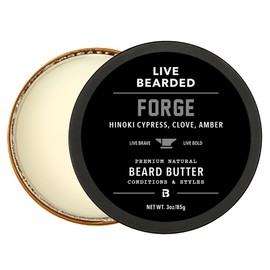 Live Bearded Beard Butter, 3 fl oz - Made in the USA - All-Natural Leave-in Conditioner and Softener with Shea | Forge Scent - Hinoki Cypress, Clove, Amber