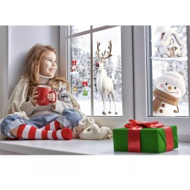 Christmas Window Clings Santa Claus Window Stickers Reindeer Xmas Tree Snowman