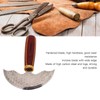 Round Leather Knifes Incisive Blade High Hardness Polished Wooden Handle