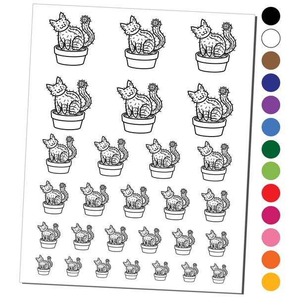 Catcus Cactus Cat Pun Temporary Tattoo Water Resistant Fake Body