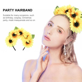 Frcolor Flower Headband Sunflower Headband Hair Hoop Garland Headdress Artificial Flower Crown Bride Flower Crown Hair Accessory Bridal Hair Wreath for Party Wedding Photography Flower Crown