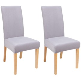 Smiry Velvet Stretch Dining Room Chair Covers Set of 2, Soft Removable Washable Chair Slipcovers Kitchen Parsons Chair Protector, Light Grey