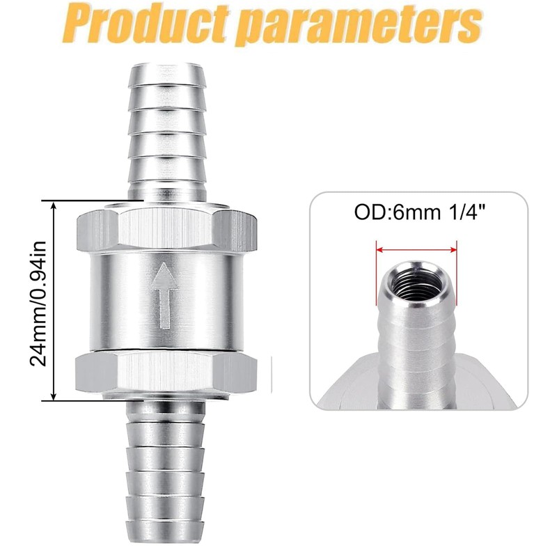 DAVRPES 6mm 1/4" Fuel Check Valve One Way Inline Non
