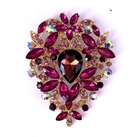 SELOVO Leaf Bouquet Scarf Big Brooch Pin Broach Crystal Jewelry (Purple)