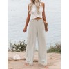 Hooever Womens Cotton Linen Pants Casual Button Up High Waisted