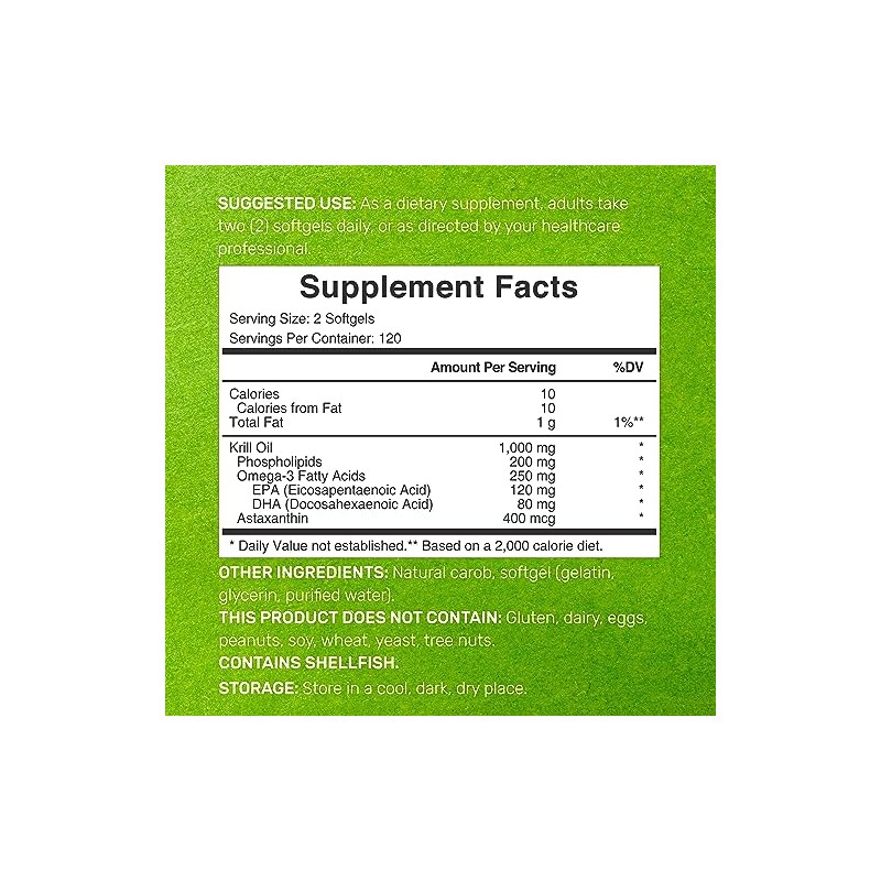 Paquete de 2 aceite de krill antrtico 1300 mg, 120