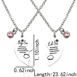 Best Sister Birthday Gifts for Women Big Sis Little Sis Matching Heart Necklaces for Sisters Graduation Gifts for Sister Friendship Necklace for 2 Silver Big Sister Little Sister Half Heart Necklace