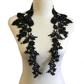 Yulakes Embroidered Lace Neck Neck Lace Collar Insert Collar Embellishments for Dress DIY Handmade (Black)