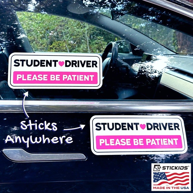 Stickios Non-Magnetic Student Driver Stickers - Removable Student Driver Decals