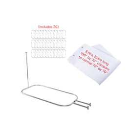 Utopia Alley Rustproof Wall Mounted Aluminum Hoop Shower Rod With Ceiling Support for Clawfoot Tub, 45.7 Inch Size by 22 Inch, Polished Chrome + White Shower Curtain 180x70 inch