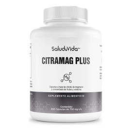 Citrato De Magnesio 2000mg Por Porción (3 Cápsulas al día) - 220 Cápsulas - CITRAMAG PLUS S&V - Sin Gluten Y Sin OMG