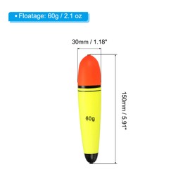 PATIKIL 2.1oz Fishing Slip Bobbers, 2 Pack EVA Fishing Float for Sea Fishing Freshwater, Yellow