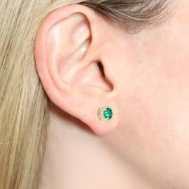 GAVU Emerald Green Cubic Zircon 925 Sterling Silver Earrings for Women Stud Earrings
