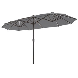 Sophia & William 13ft Patio Umbrella with Crank Lift, Large Outdoor Double-sided Umbrella with 120 LED lights, Perfect for Deck, Pool, Garden, Smoky Gray